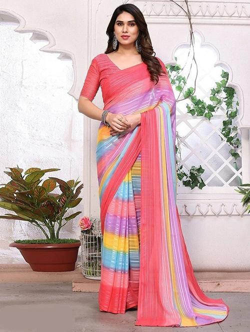 women printed casual wear saree with blouse - 22243482 - Very Small Image - 1