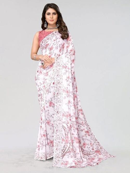women printed casual wear saree with blouse - 22243490 - Very Small Image - 1