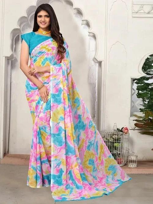women printed casual wear saree with blouse - 22243491 - Very Small Image - 1