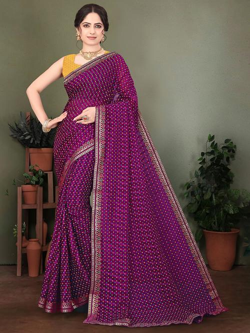 women bandhani printed saree with blouse - 22243563 - Very Small Image - 1