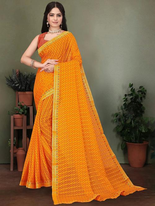 women bandhani printed saree with blouse - 22243565 - Very Small Image - 1