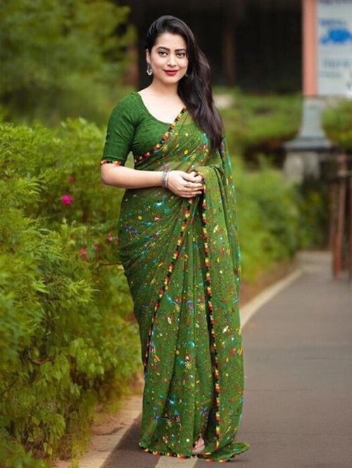 women printed casual wear saree with blouse - 22243570 - Very Small Image - 1