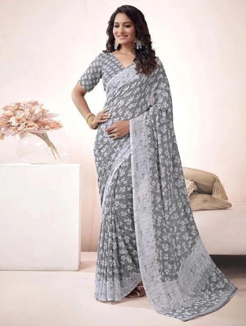 women printed casual wear saree with blouse - 22243574 - Very Small Image - 1