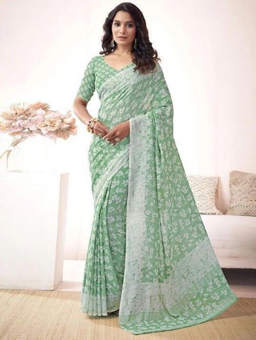 women printed casual wear saree with blouse - 22243579 - Very Small Image - 1