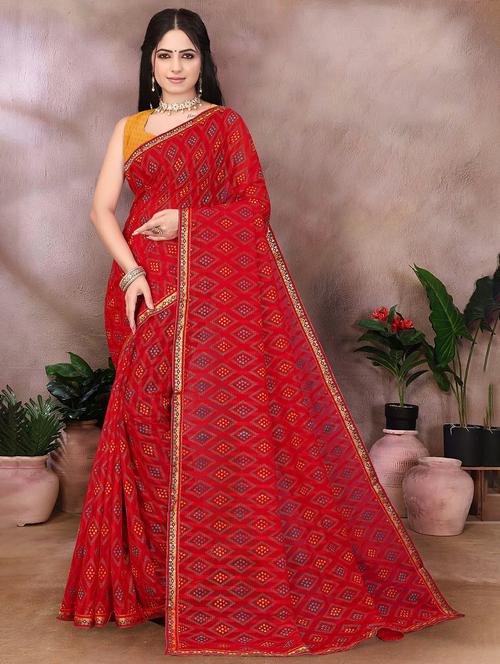 women bandhani printed saree - 22243598 - Very Small Image - 1