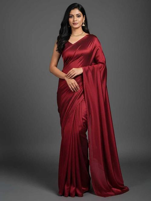 women solid plain saree with blouse - 22243618 - Very Small Image - 1