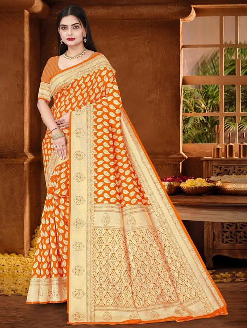 women self design banarasi saree with blouse - 22243636 - Very Small Image - 1
