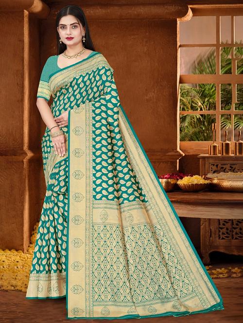 women self design banarasi saree with blouse - 22243637 - Very Small Image - 1