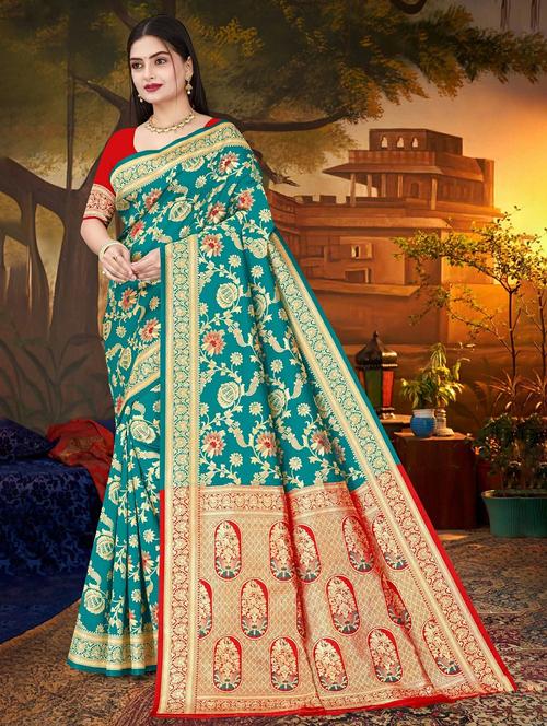women self design banarasi saree with blouse - 22243643 - Very Small Image - 1