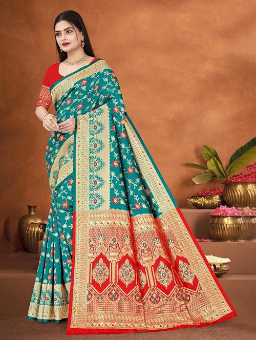 women self design banarasi saree with blouse - 22243648 - Very Small Image - 1