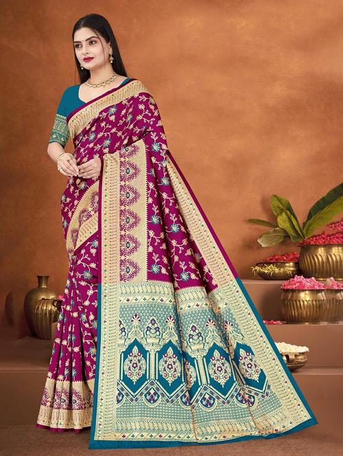 women self design banarasi saree with blouse - 22243651 - Very Small Image - 1
