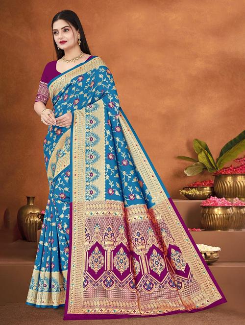 women self design banarasi saree with blouse - 22243652 - Very Small Image - 1