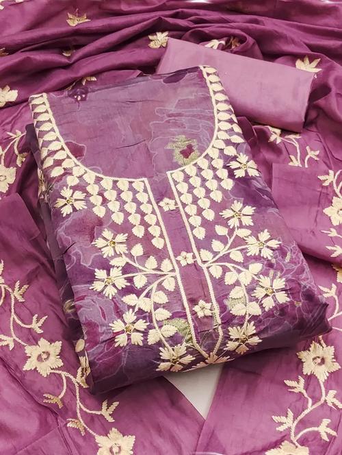 women floral embroidered unstitched suit set - 22244103 - Very Small Image - 1