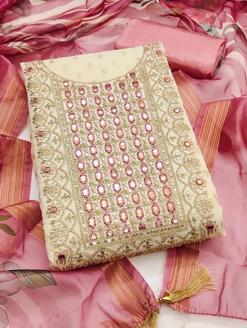 women self design embroidered unstitched suit set - 22244171 - Very Small Image - 1