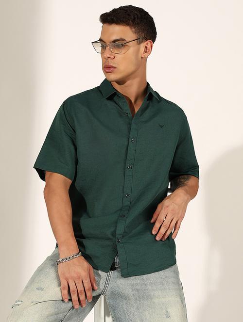 men solid short sleeve regular fit casual shirt - 22244283 - Very Small Image - 1