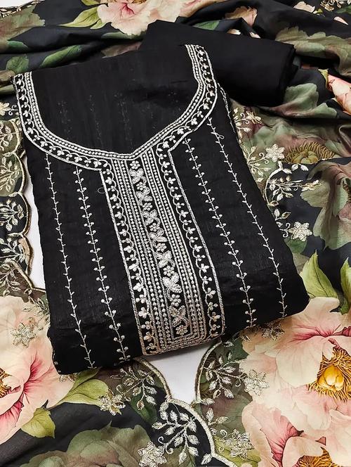 women solid with work unstitched suit set - 22244349 - Very Small Image - 1