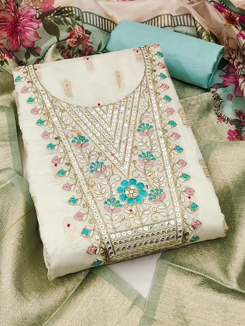 women self design embroidered unstitched suit set - 22244519 - Very Small Image - 1