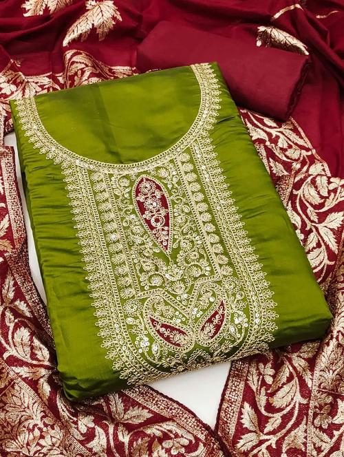 women solid with work unstitched suit set - 22244630 - Very Small Image - 1