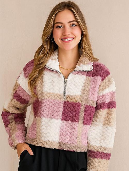  women checkered long sleeve sweatshirt - 22245713 - Very Small Image - 1