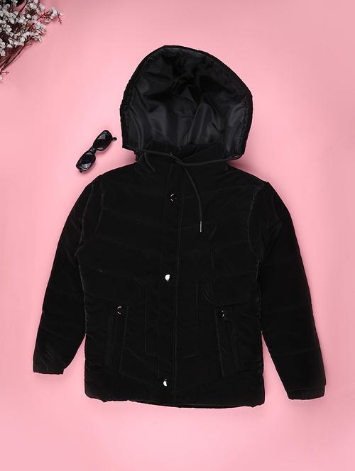 girls solid long sleeve hooded regular jacket - 22246174 - Very Small Image - 1
