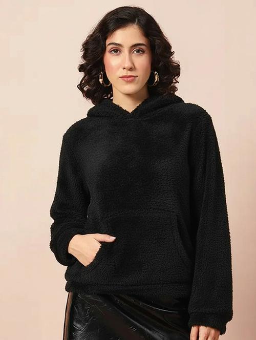 women solid long sleeve hooded sweatshirt - 22248289 - Very Small Image - 1