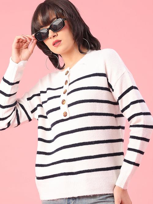 women striped long sleeve pullover - 22250325 - Very Small Image - 1