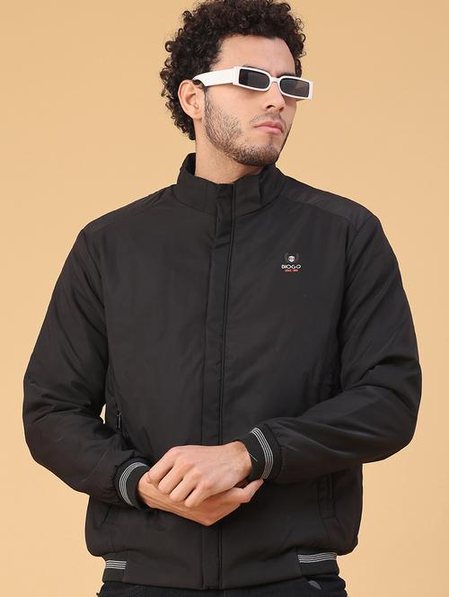 men solid long sleeve insulator bomber jacket - 22250335 - Very Small Image - 1