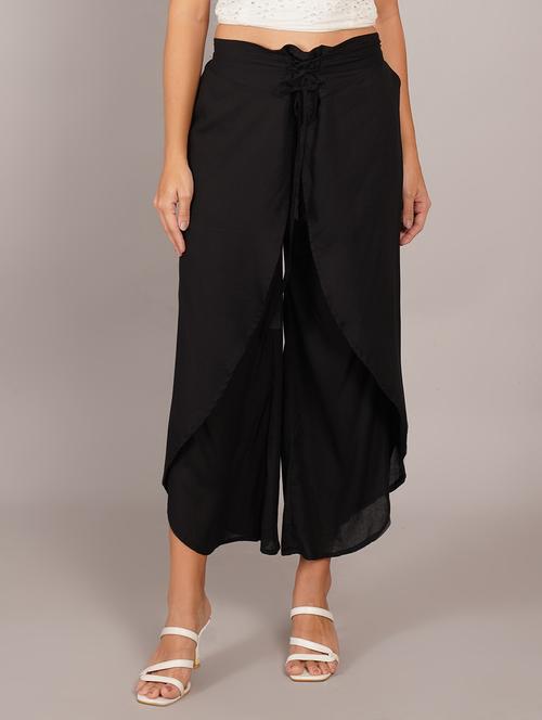 women solid high rise flared  palazzo - 22251905 - Very Small Image - 1