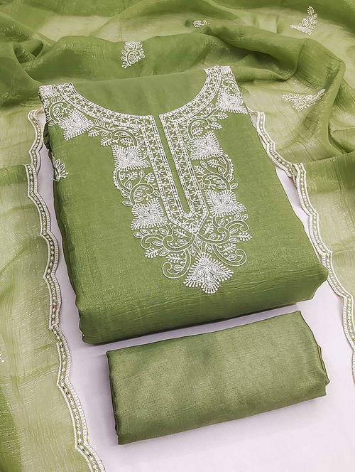 women solid with work embroidered unstitched suit set - 22252102 - Very Small Image - 1