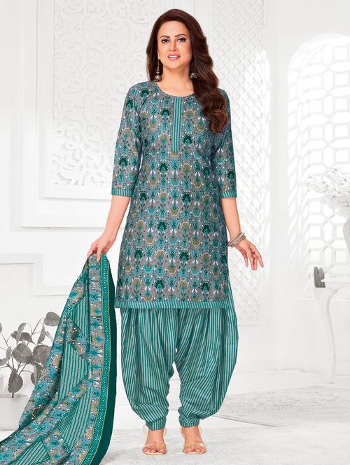 women printed three quarter sleeve kurta patiala with dupatta set - 22253296 - Very Small Image - 1