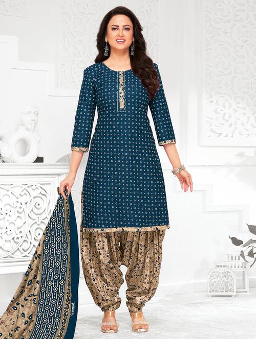 women printed three quarter sleeve kurta patiala with dupatta set - 22253304 - Very Small Image - 1