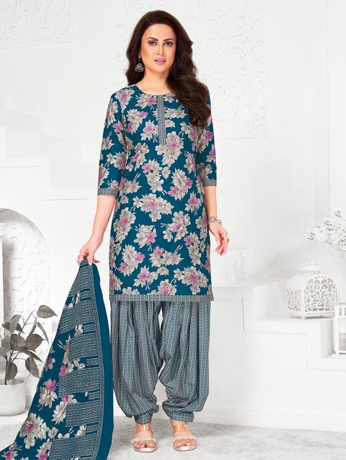 women floral three quarter sleeve kurta patiala with dupatta set - 22253325 - Very Small Image - 1