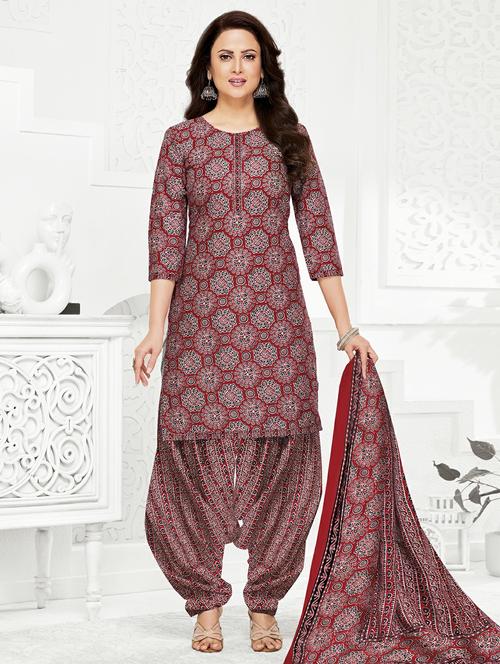 women printed three quarter sleeve kurta patiala with dupatta set - 22253331 - Very Small Image - 1