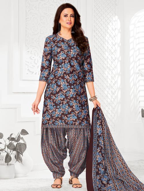 women floral three quarter sleeve kurta patiala with dupatta set - 22253336 - Very Small Image - 1