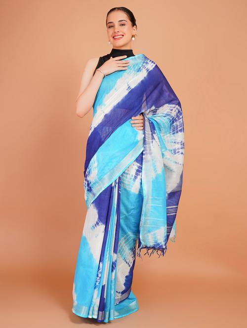 women tie & dye printed saree with blouse - 22253400 - Very Small Image - 1