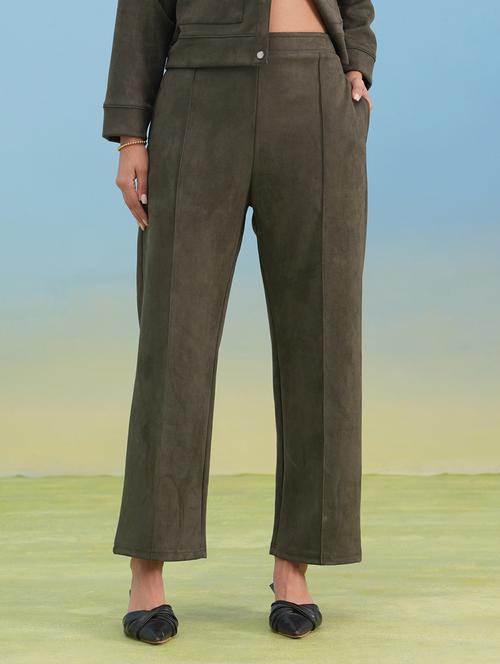 Women Solid Mid Rise Straight Trouser - 22253817 - Very Small Image - 1