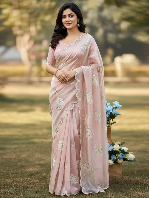 women solid with work embroidered saree with blouse - 22255094 - Very Small Image - 1