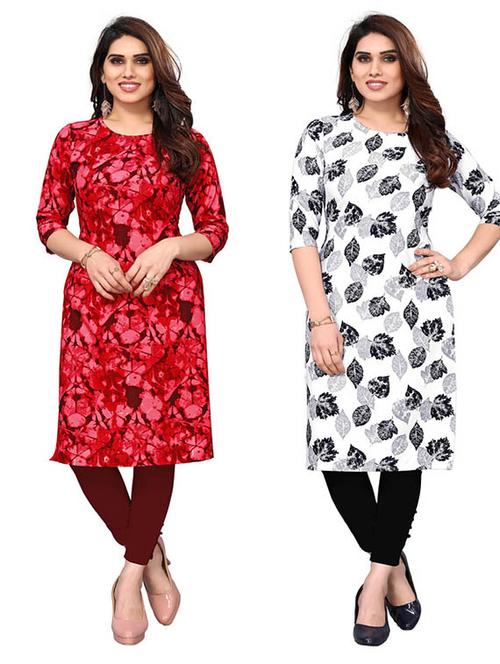 women pack of 2 printed straight kurta - 22259330 - Very Small Image - 1