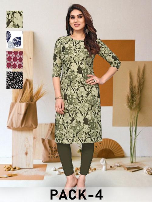 women pack of 4 printed straight kurta - 22259855 - Very Small Image - 1