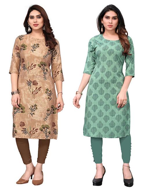 women pack of 4 printed three quarter sleeve straight kurta - 22259884 - Very Small Image - 1