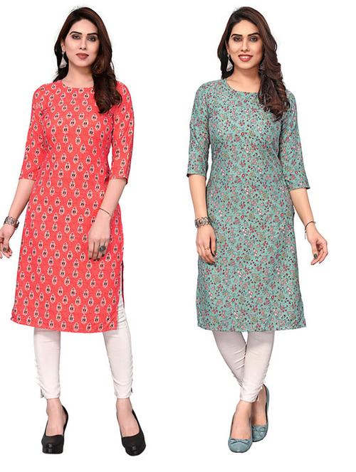 women pack of 2 printed straight kurta - 22259891 - Very Small Image - 1