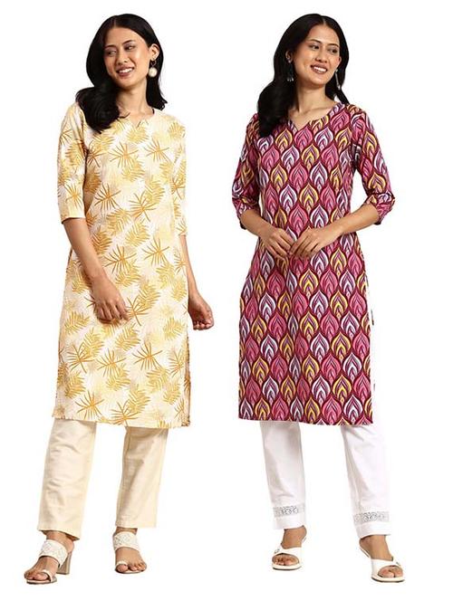 women pack of 2 printed straight kurta - 22259937 - Very Small Image - 1