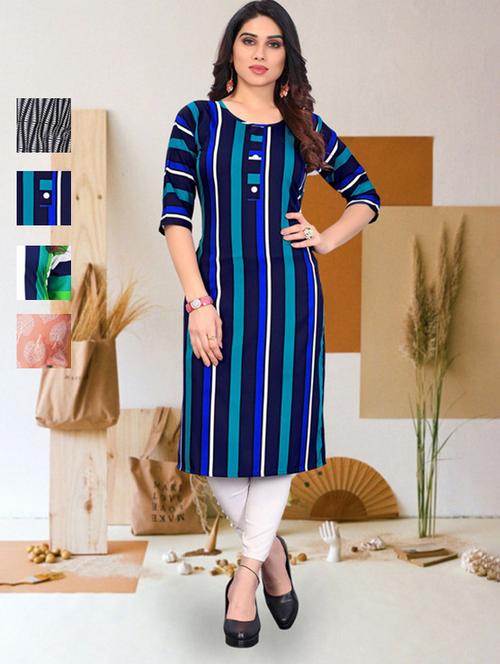 women pack of 4 printed straight kurta - 22260384 - Very Small Image - 1