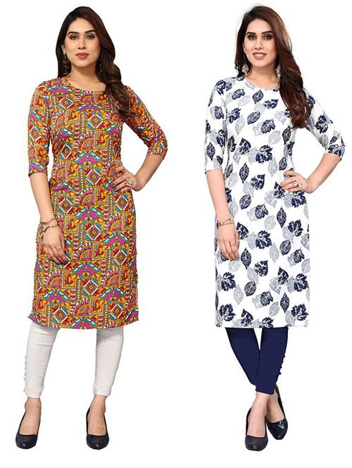 women pack of 2 printed straight kurta - 22260494 - Very Small Image - 1