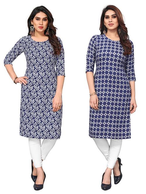 women pack of 2 printed straight kurta - 22260550 - Very Small Image - 1