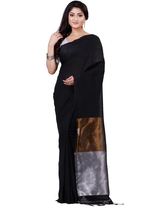 women solid handloom saree - 22260774 - Very Small Image - 1