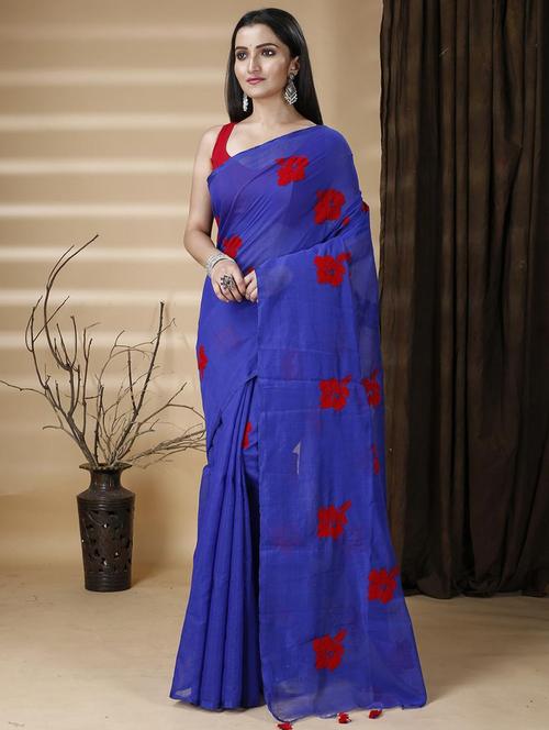 women solid with work handloom saree - 22260780 - Very Small Image - 1