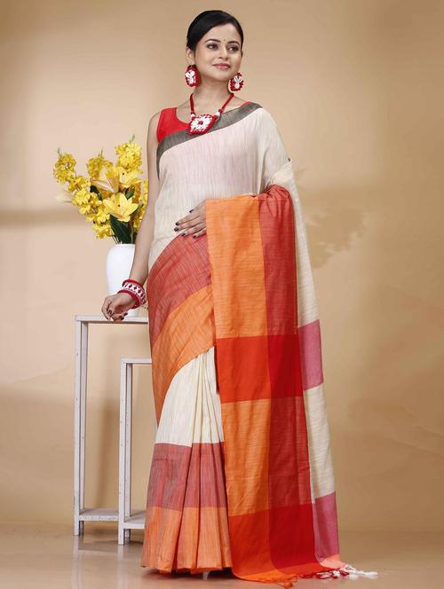 women color block handloom saree - 22260781 - Very Small Image - 1