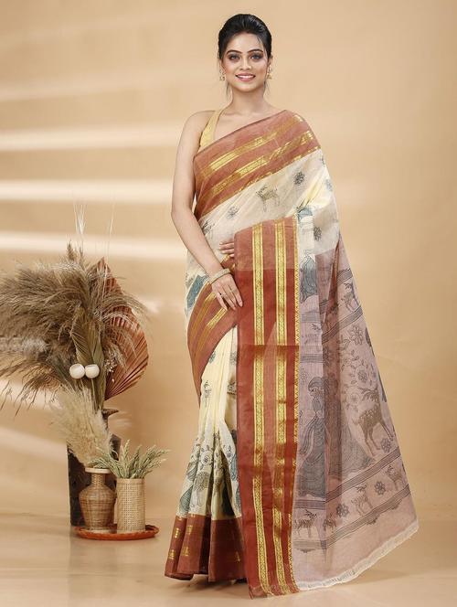 women printed handloom saree - 22261267 - Very Small Image - 1