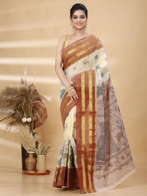 women printed handloom saree - 22261359 - Very Small Image - 1